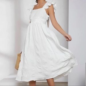 Ruffle Armhole Tied Backless Dress XS